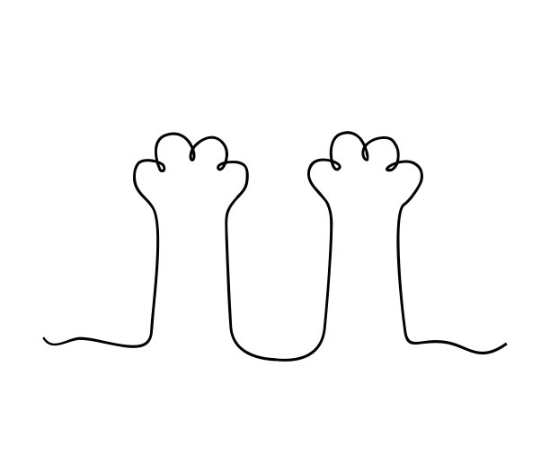 猫的连续线条美术画。极简主义的黑色轮廓艺术小猫孤立在白色的背景。图片下载