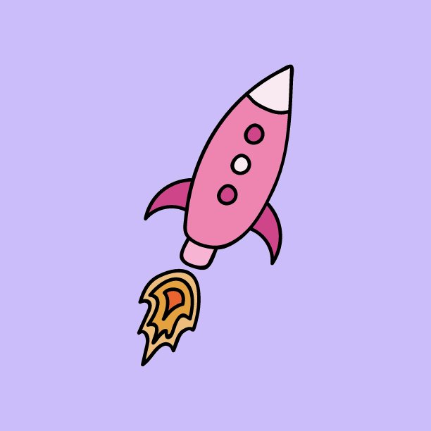 可爱有趣的太空火箭与火开始飞行在手绘风格。彩色矢量剪贴画插图孤立在背景上。启动和启动业务项目、流程。图片下载