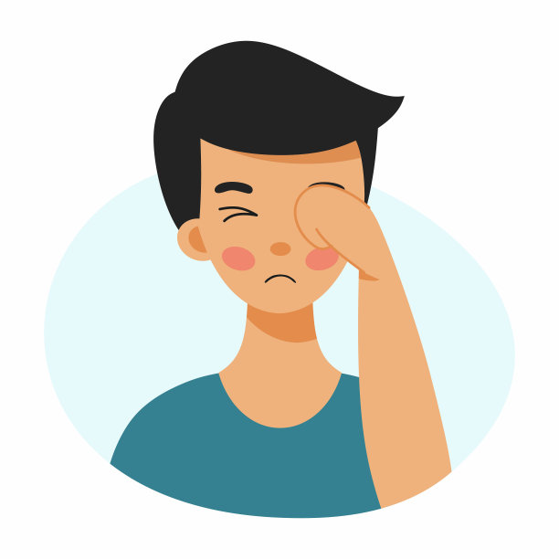 男孩用手揉着脸。结膜炎的孩子。眼睛发炎和受伤。哭泣。眼病症状。图片下载