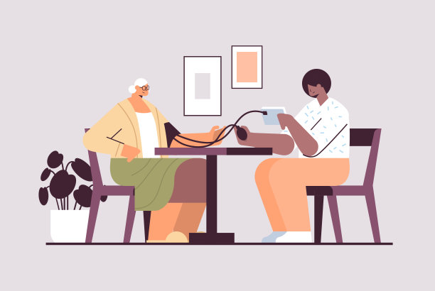 护士或志愿者为老年妇女家庭护理服务、保健和社会支持检查血压图片下载