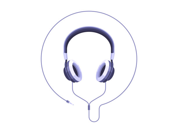 耳机听音乐孤立的白色背景图片下载