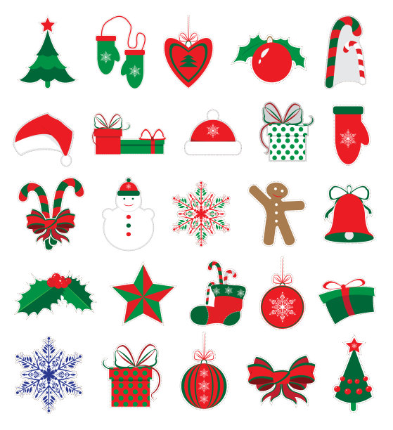圣诞快乐，新年贴纸套装图片下载