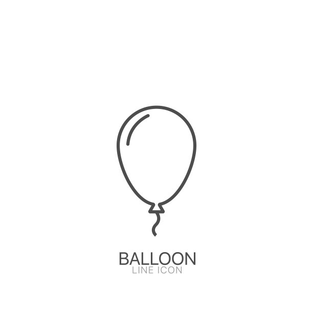 气球轮廓矢量图标。可编辑的笔触矢量符号的移动应用程序和网站图片下载
