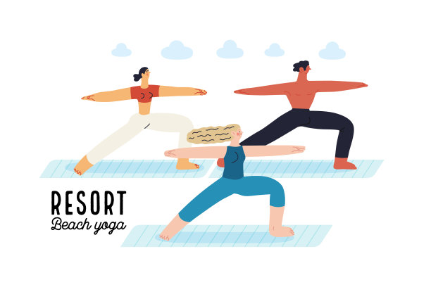 海滩度假活动，现代平面矢量插图图片下载