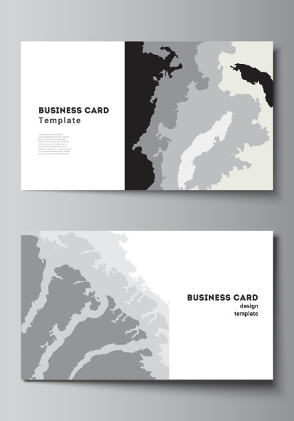 矢量布局的两种创意名片设计模板，矢量横向模板设计。景观背景装饰，半色调图案粗犷纹理图片下载