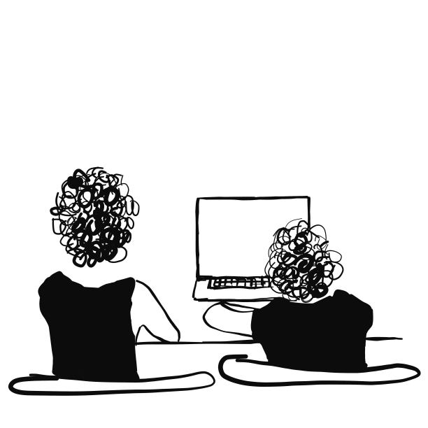 你的人。哥哥和妹妹。手绘草图图片下载