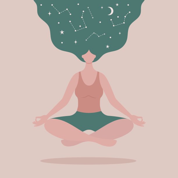 浮在空中的莲花姿势的女人图片下载