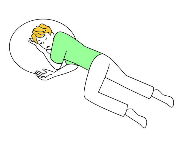 可爱的男人因中暑等健康问题而侧卧休息插画矢量图图片下载