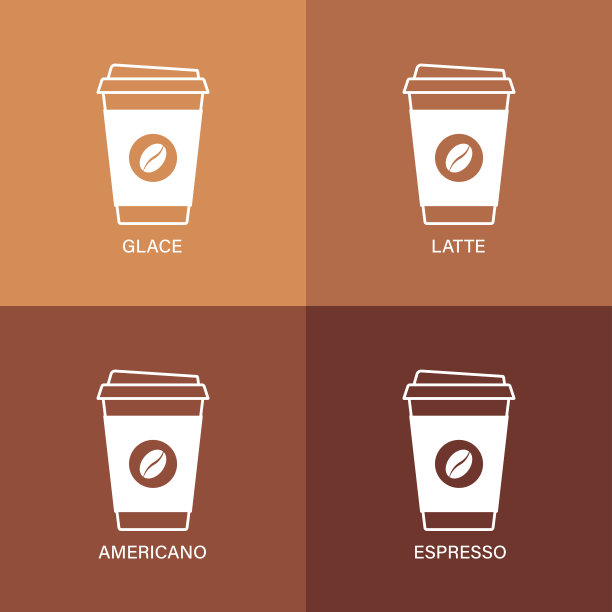 设置咖啡横幅-美式咖啡，浓咖啡，拿铁，糖霜。矢量插图。咖啡杯在线条风格图片下载