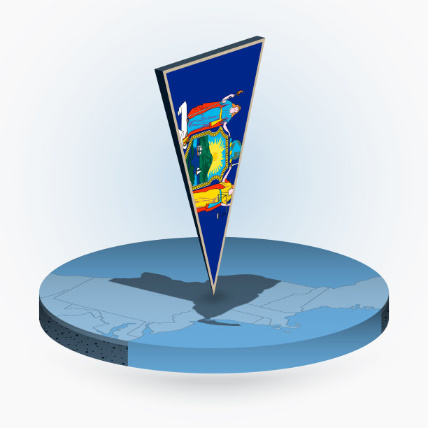 纽约州地图以圆形等距绘制而成图片下载