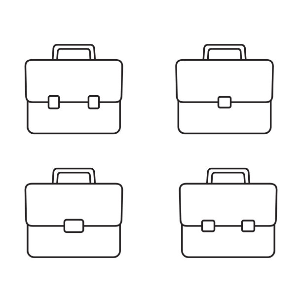 公文包行图标。行李箱,投资组合的象征。线形象形文字孤立在白色上。图片下载