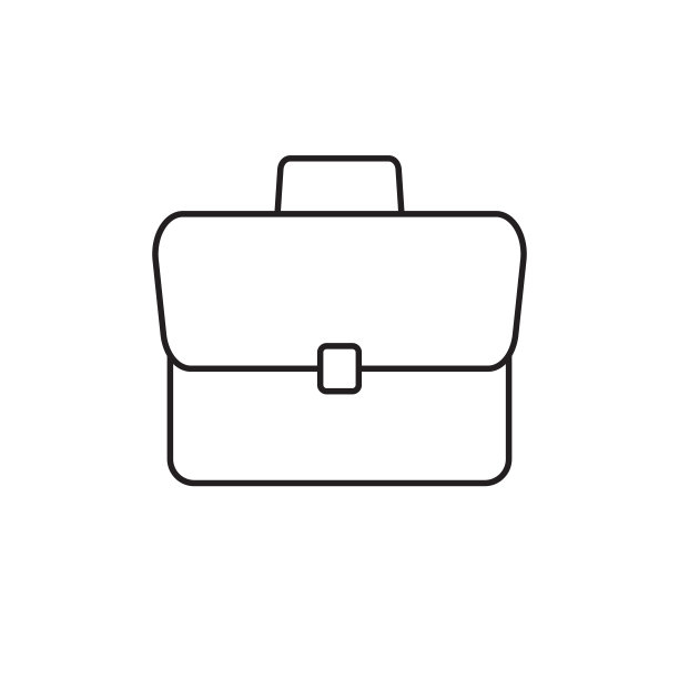 公文包行图标。行李箱,投资组合的象征。线形象形文字孤立在白色上。图片下载
