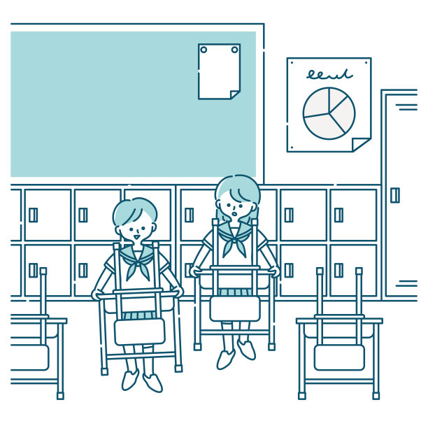 在教室里搬桌子的女学生图片下载