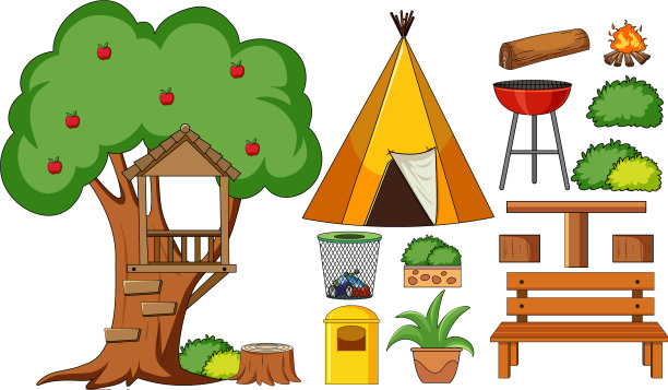 设置孤立的露营对象图片下载