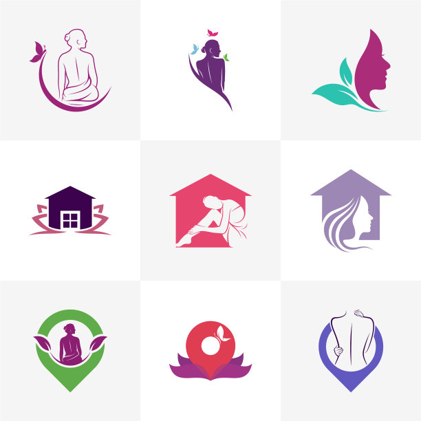 设置美容水疗标志设计创意水疗标志图片下载