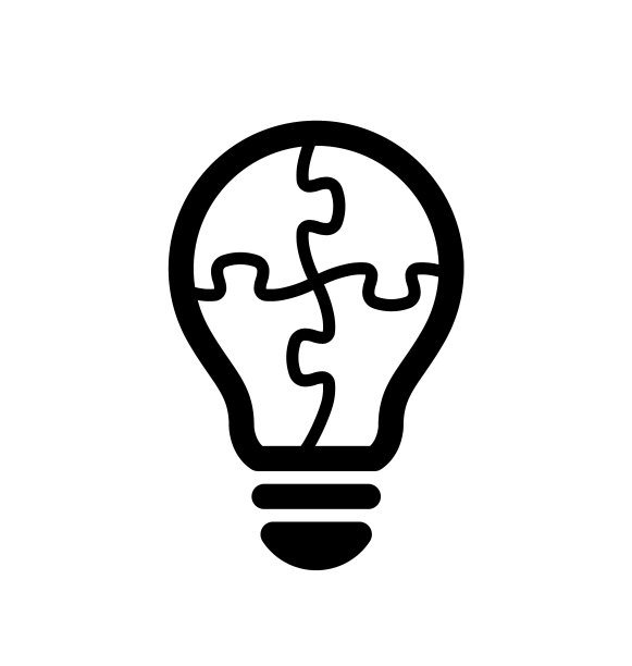 简单的灯泡球与拼图线艺术图标图片下载