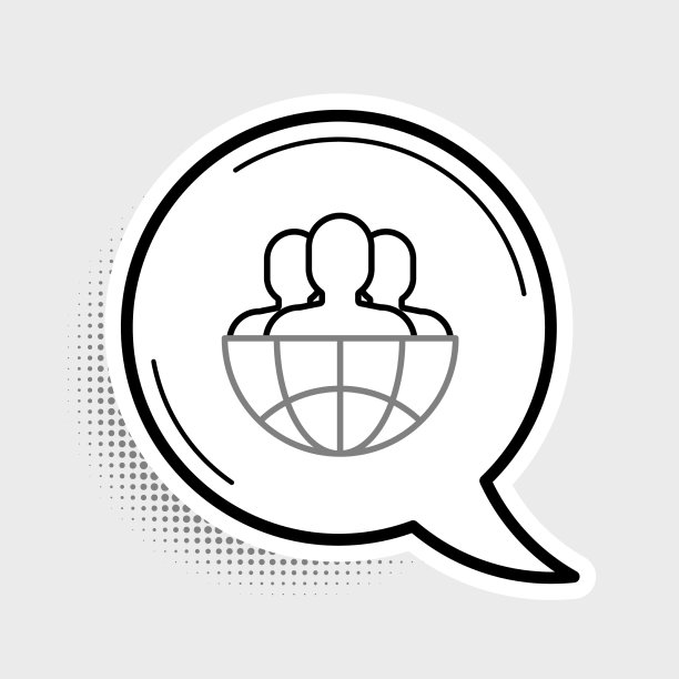 线地球仪和人的图标孤立在灰色图片下载