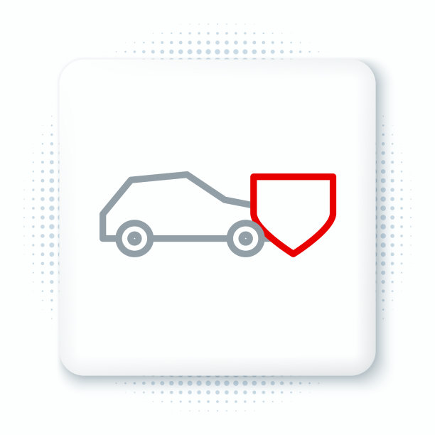 将车与盾牌图标隔离在白色上图片下载