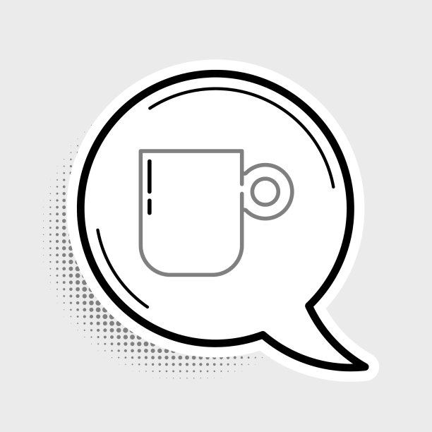 线咖啡杯图标孤立在灰色背景图片下载