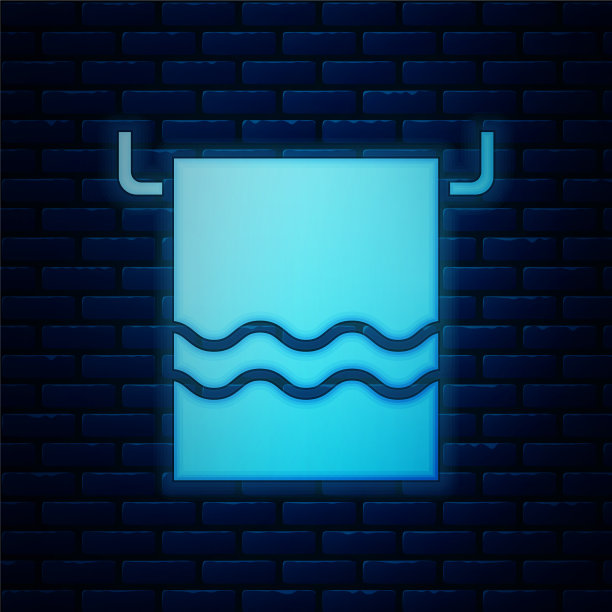 发光的霓虹毛巾在衣架图标孤立上图片下载