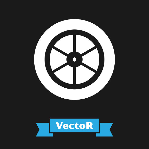 白色自行车车轮图标孤立在黑色图片下载