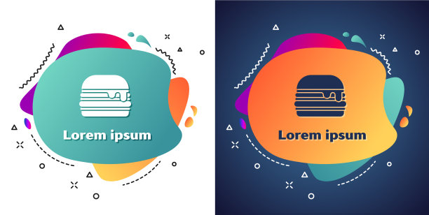 白色汉堡图标孤立在白色和蓝色图片下载