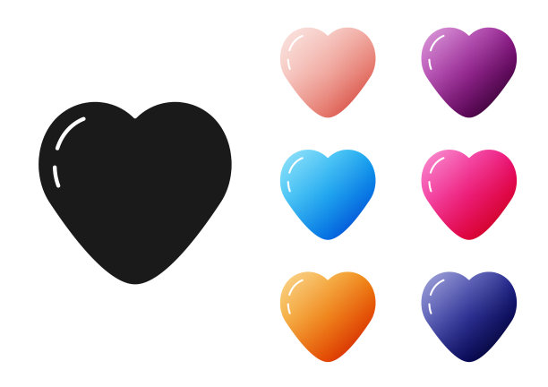 黑色的心图标孤立在白色的背景图片下载