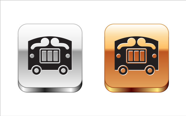 黑色马戏团马车图标孤立在白色上图片下载