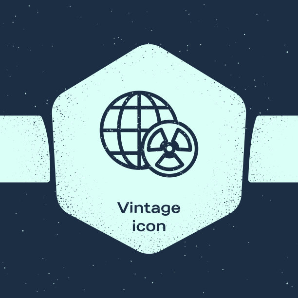 Grunge线星球地球和辐射标志图标图片下载