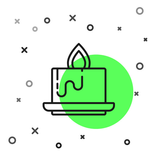 黑线香烛图标孤立在白色上图片下载