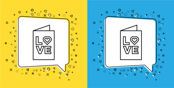 Set line情人节派对传单图标孤立图片下载