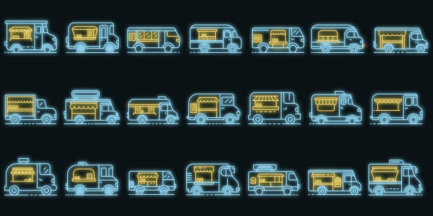 餐车图标设置霓虹灯图片下载