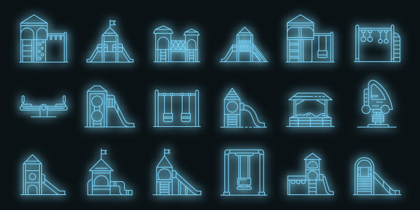 儿童游乐场图标设置霓虹灯图片下载