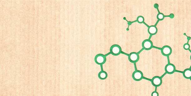 具有生态纸纹理和分子结构的横旗剪纸风格图片下载