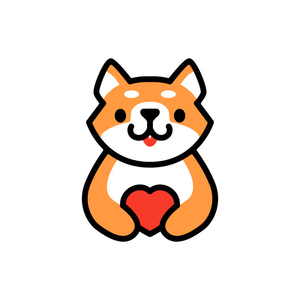 可爱的柴犬爱心狗卡通标志图标图片下载