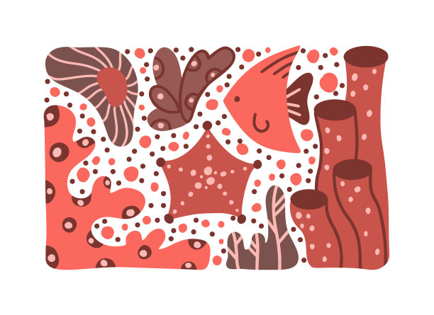 珊瑚海洋图案矩形海报图片下载