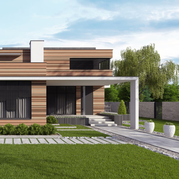 现代豪华花园别墅。房地产的概念。图片下载