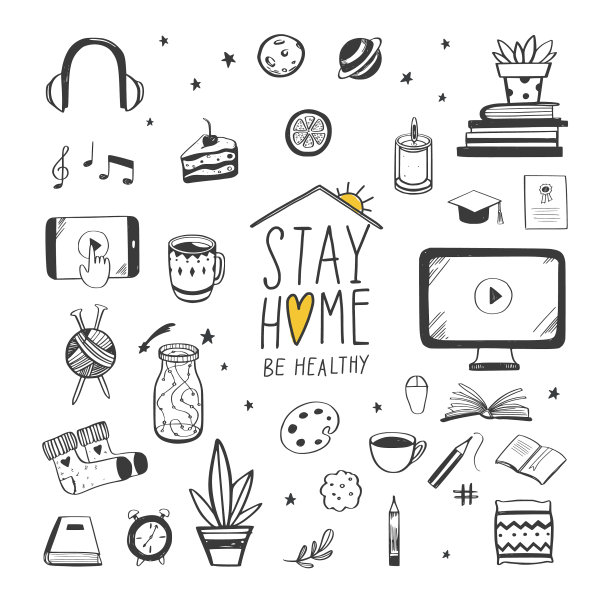 新冠肺炎手绘涂鸦套装图片下载