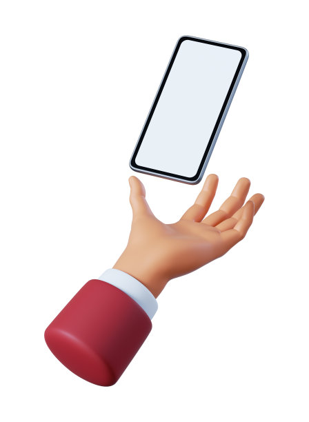 3d渲染，手握抽象移动设备在垂直位置与空白屏幕。智能手机。商业剪辑艺术孤立的白色背景图片下载