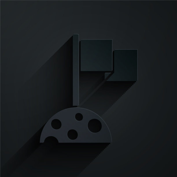 剪纸月亮与旗帜图标孤立在黑色图片下载