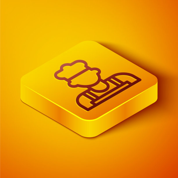 等距线厨师图标孤立在橙色图片下载