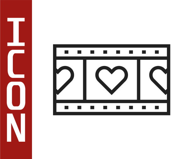 黑线播放视频与心形图标隔离上图片下载