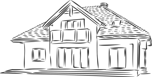 手绘房屋建筑草图图片下载