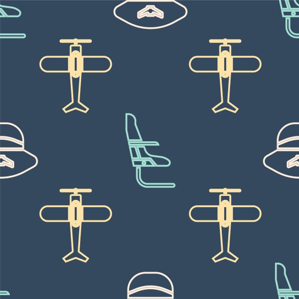 设置飞行员帽飞机和飞机座位的等距图片下载