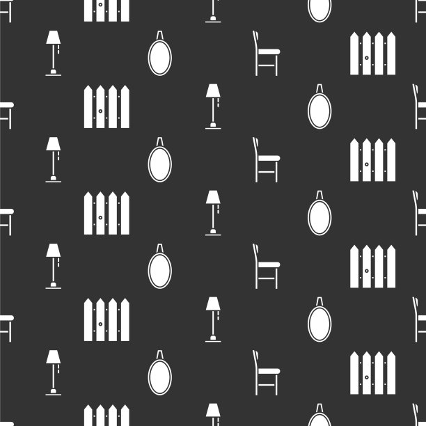 设置椅子、花园围栏、木地板灯和图片下载