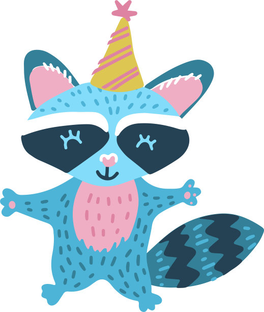 可爱的浣熊戴着圆锥帽图片下载