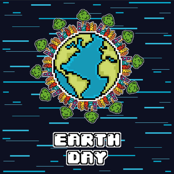 地球日像素艺术图片下载