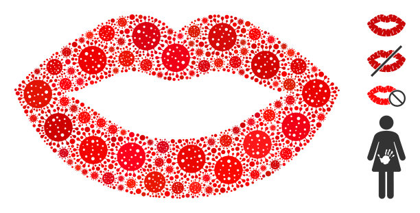 性感的嘴唇马赛克冠状病毒元素图片下载
