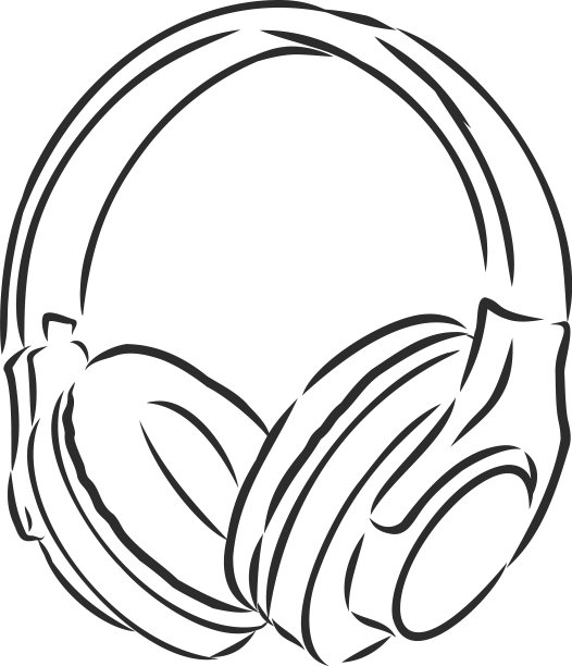 手绘耳机素描音乐图片下载