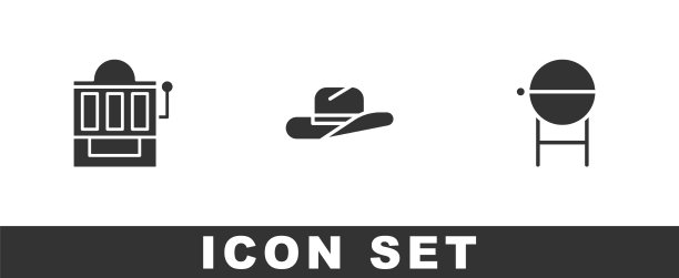 设置老虎机西部牛仔帽和烧烤图片下载